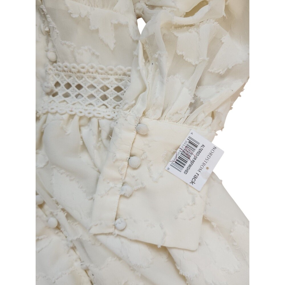 Asos Design Tiered Deep V-neck Maxi Dress Womens 2 Cream Ethereal Coquette Sheer - Picture 7 of 11